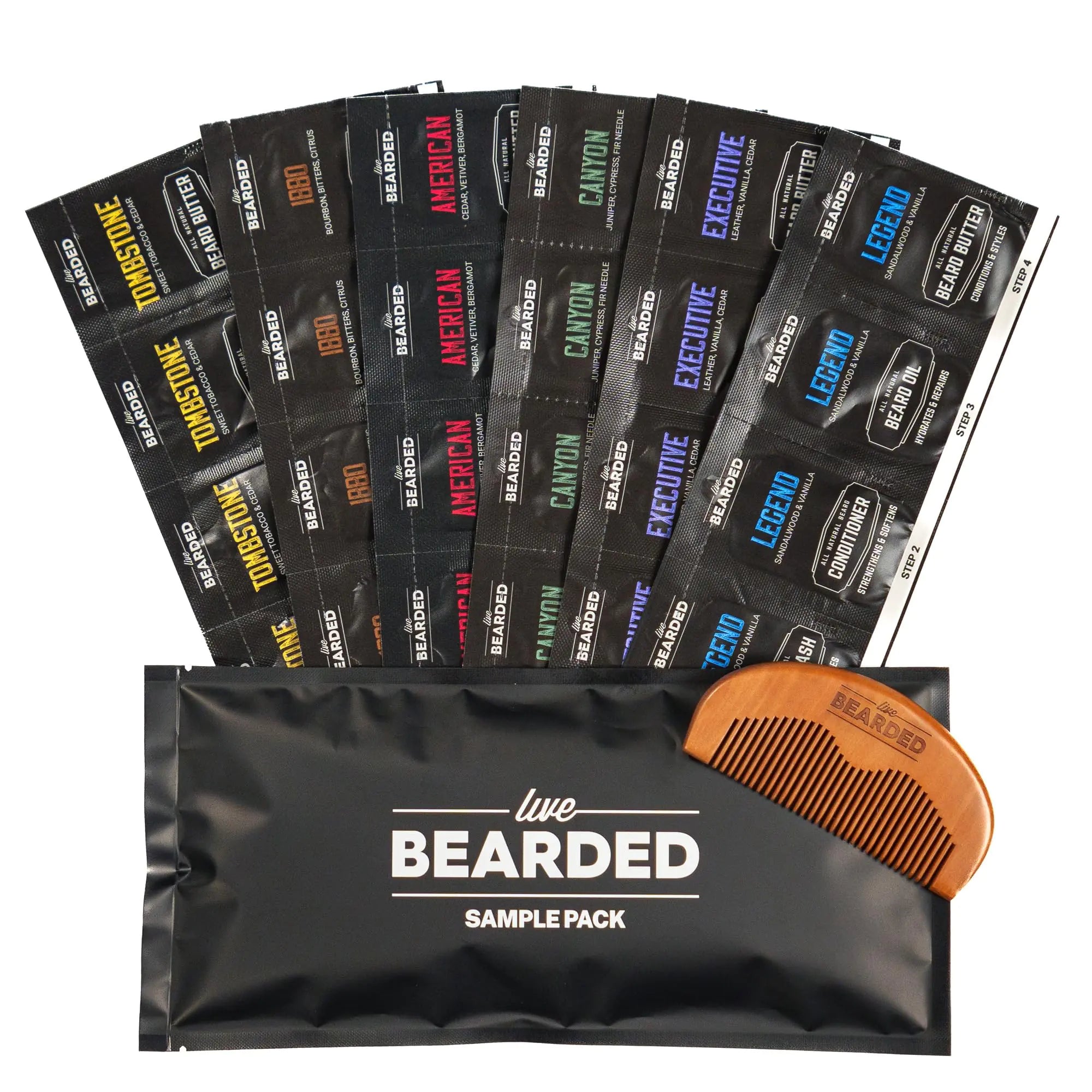 Live Bearded All-Natural Mens Beard Grooming Kit Sample Pack